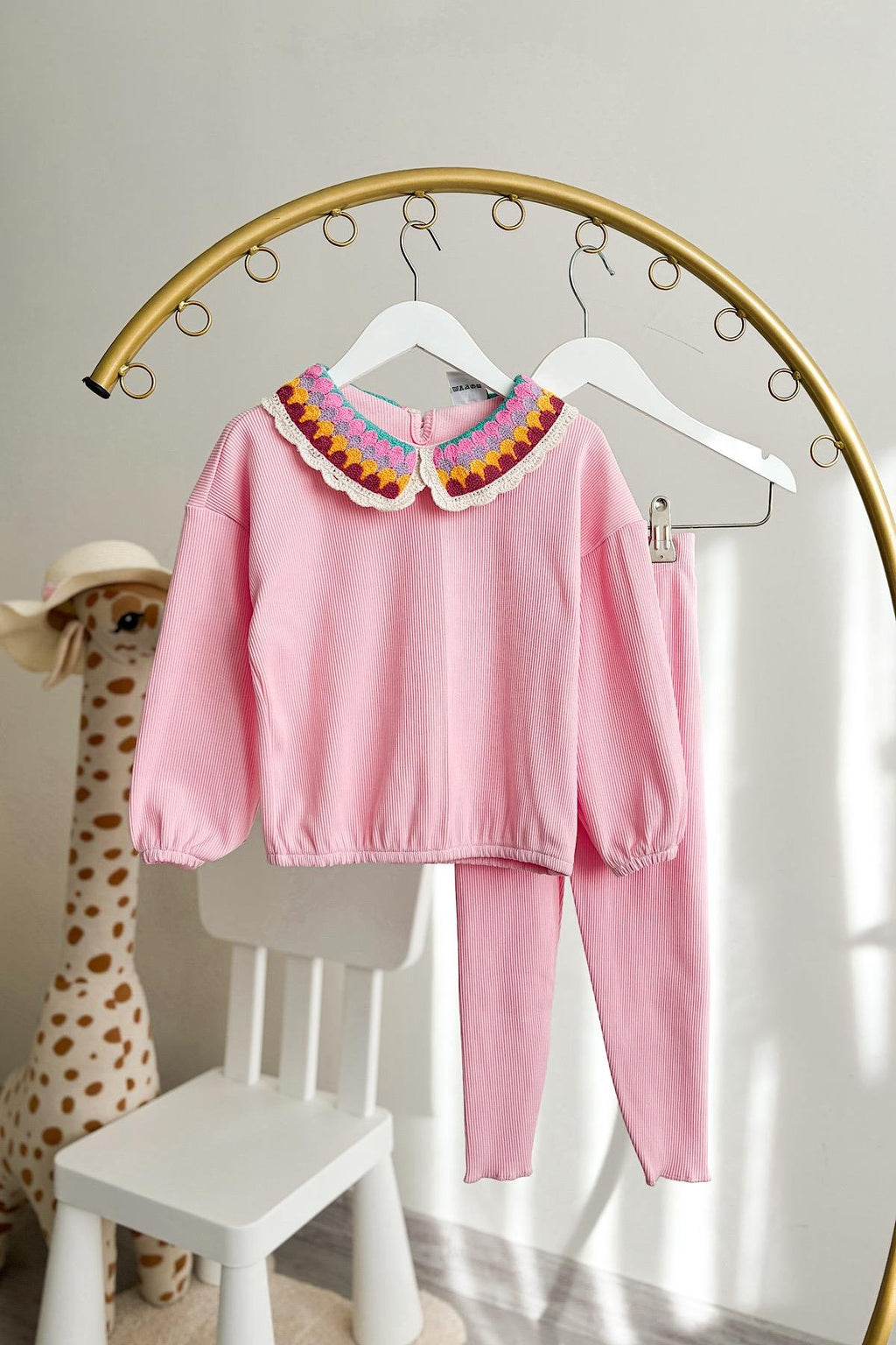 Kız Çocuk Örgü Yaka Kaşkorse Takım