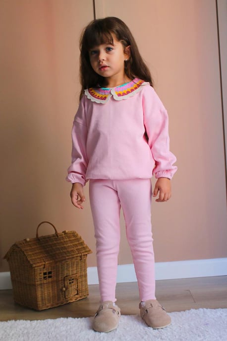 Kız Çocuk Örgü Yaka Kaşkorse Takım