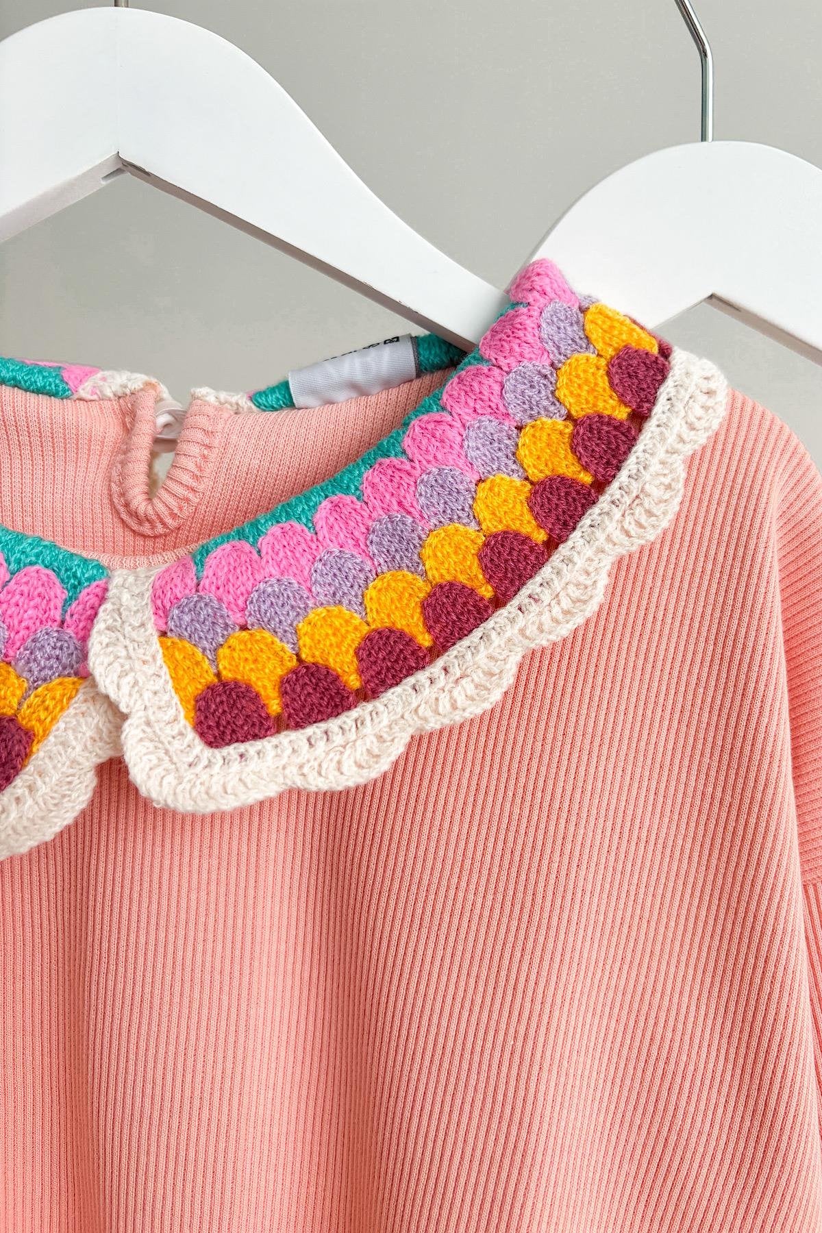 Kız Çocuk Örgü Yaka Kaşkorse Takım