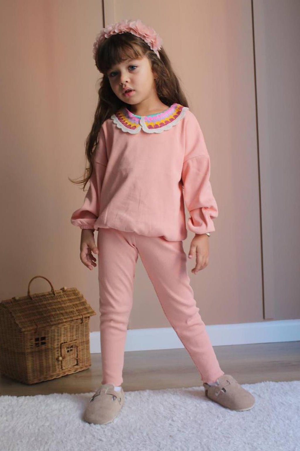 Kız Çocuk Örgü Yaka Kaşkorse Takım