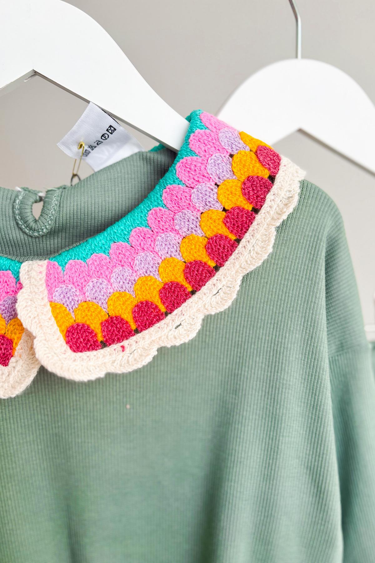 Kız Çocuk Örgü Yaka Kaşkorse Takım