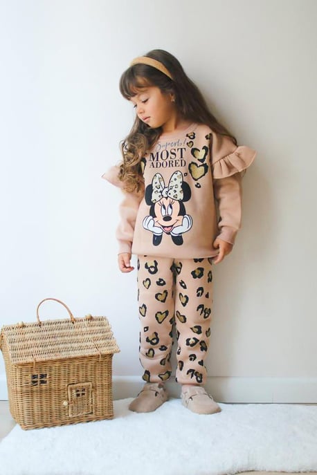 Kız Çocuk Minnie Sweatshirt Şardonlu Takım