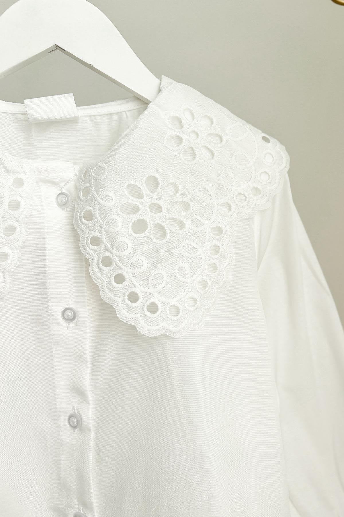 Kız Çocuk Dantel Yaka Poplin Gömlek