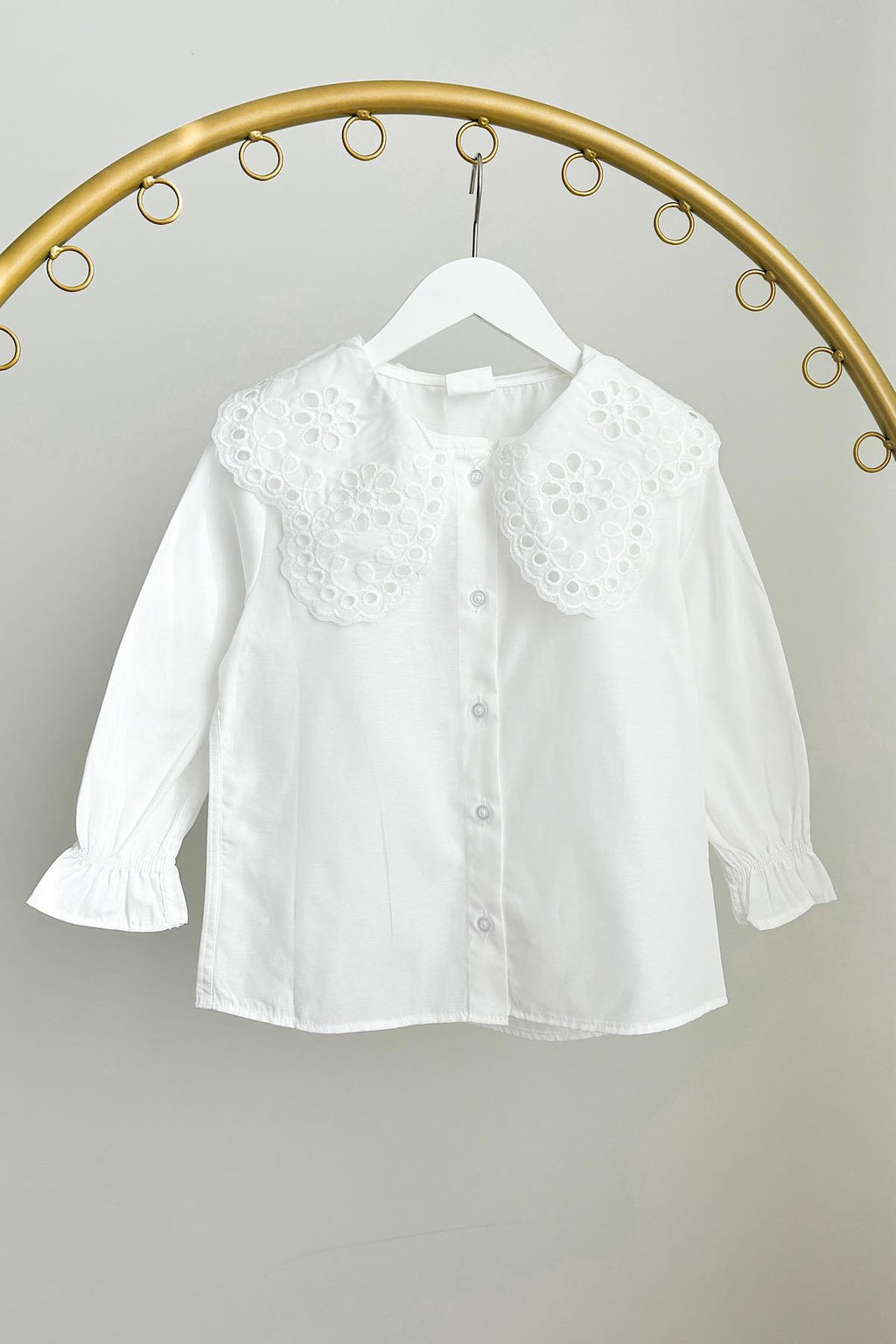 Kız Çocuk Dantel Yaka Poplin Gömlek
