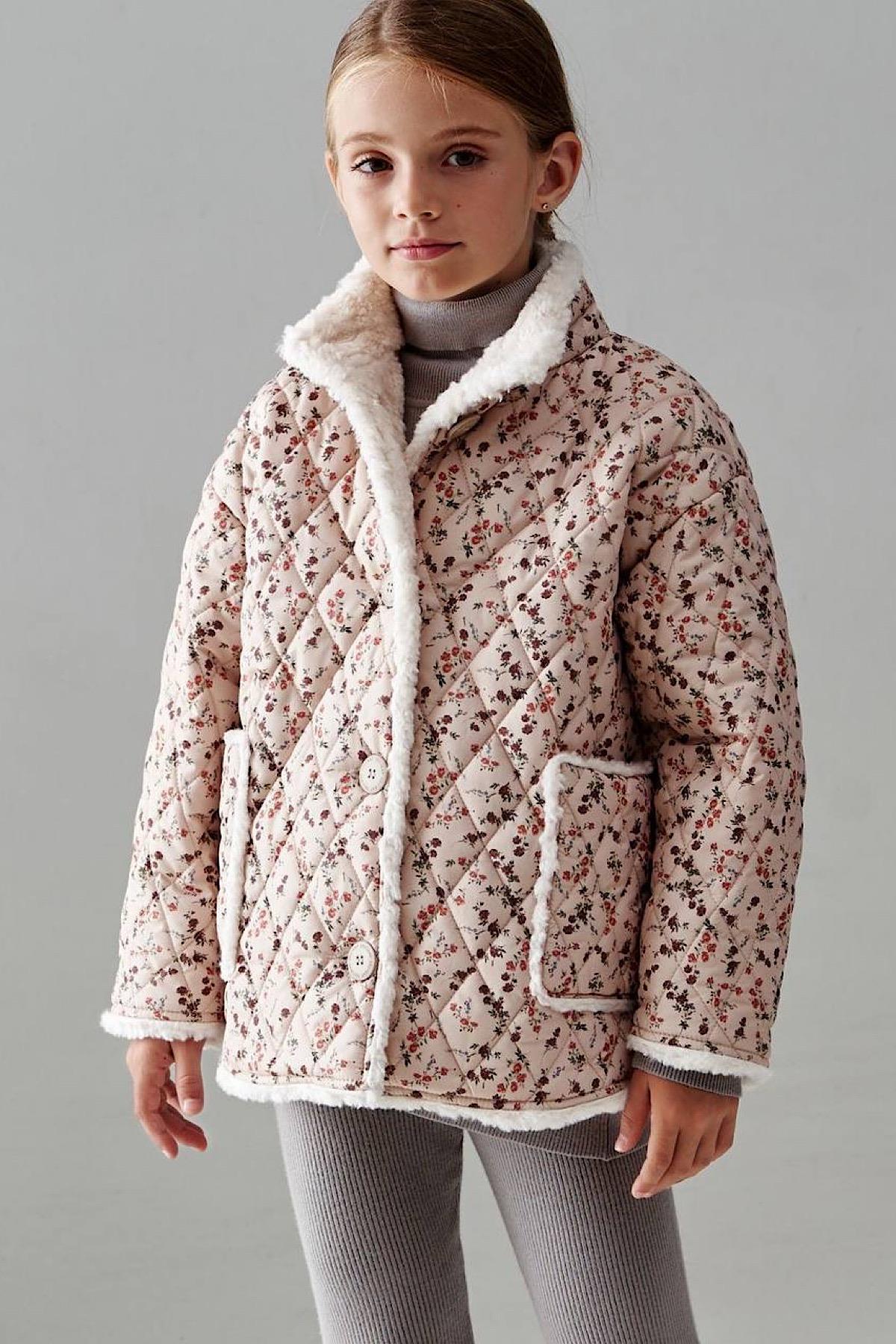 Kız Çocuk Yünlü Kapitone Mont