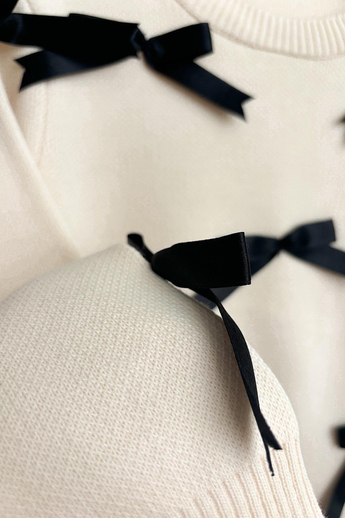 Kız Çocuk Kurdele Detay Triko Takım