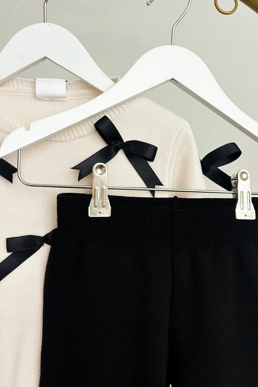 Kız Çocuk Kurdele Detay Triko Takım