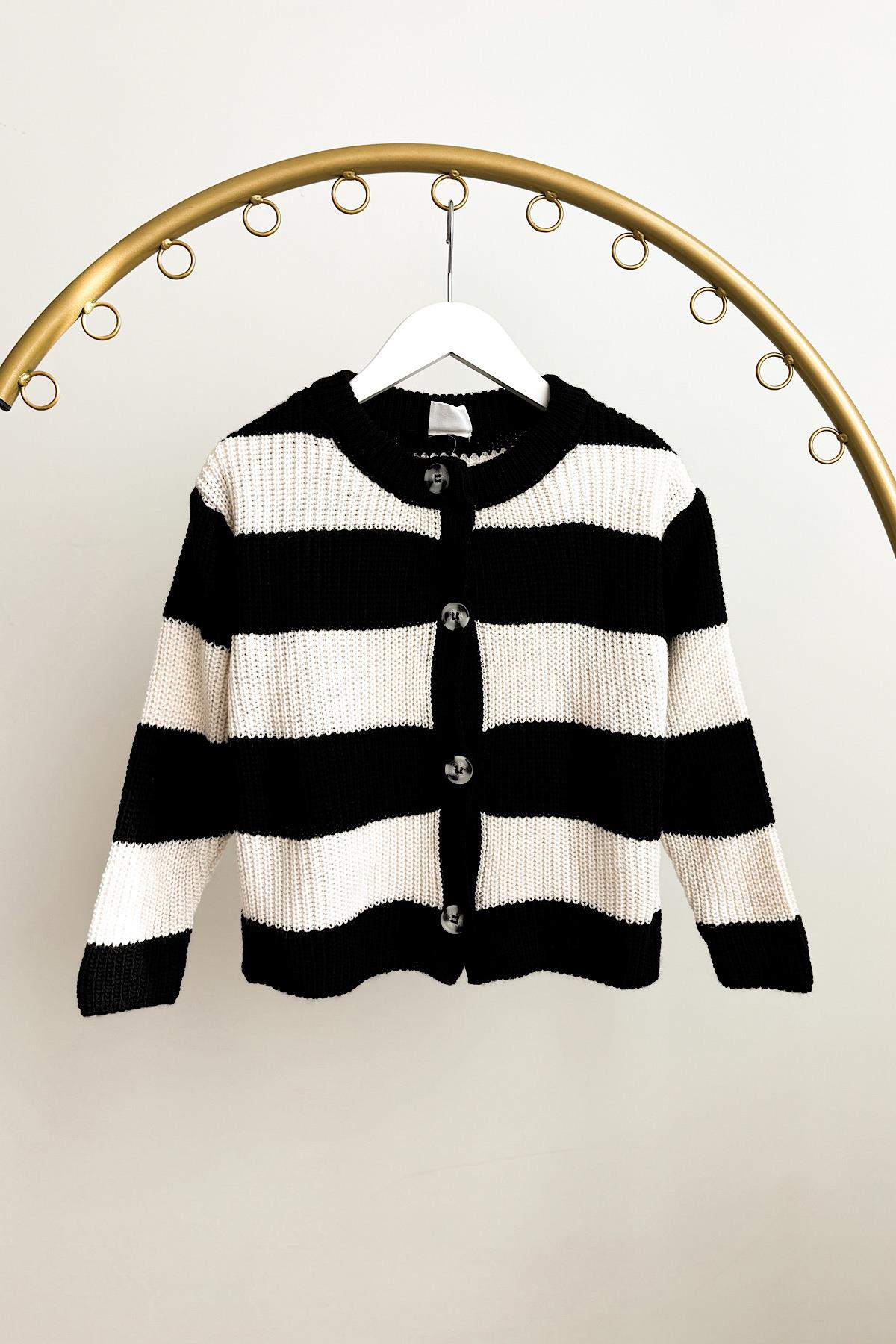 Kız Çocuk Çizgili Triko Hırka