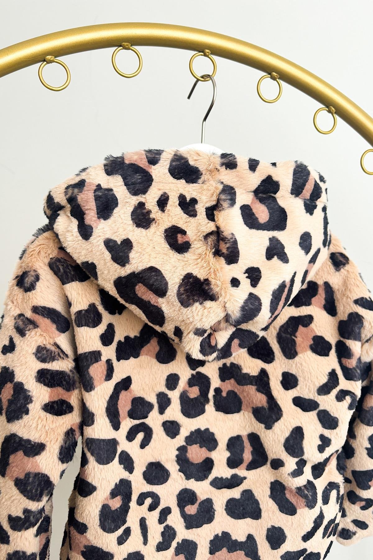 Kız Çocuk Leopar Kürk Mont