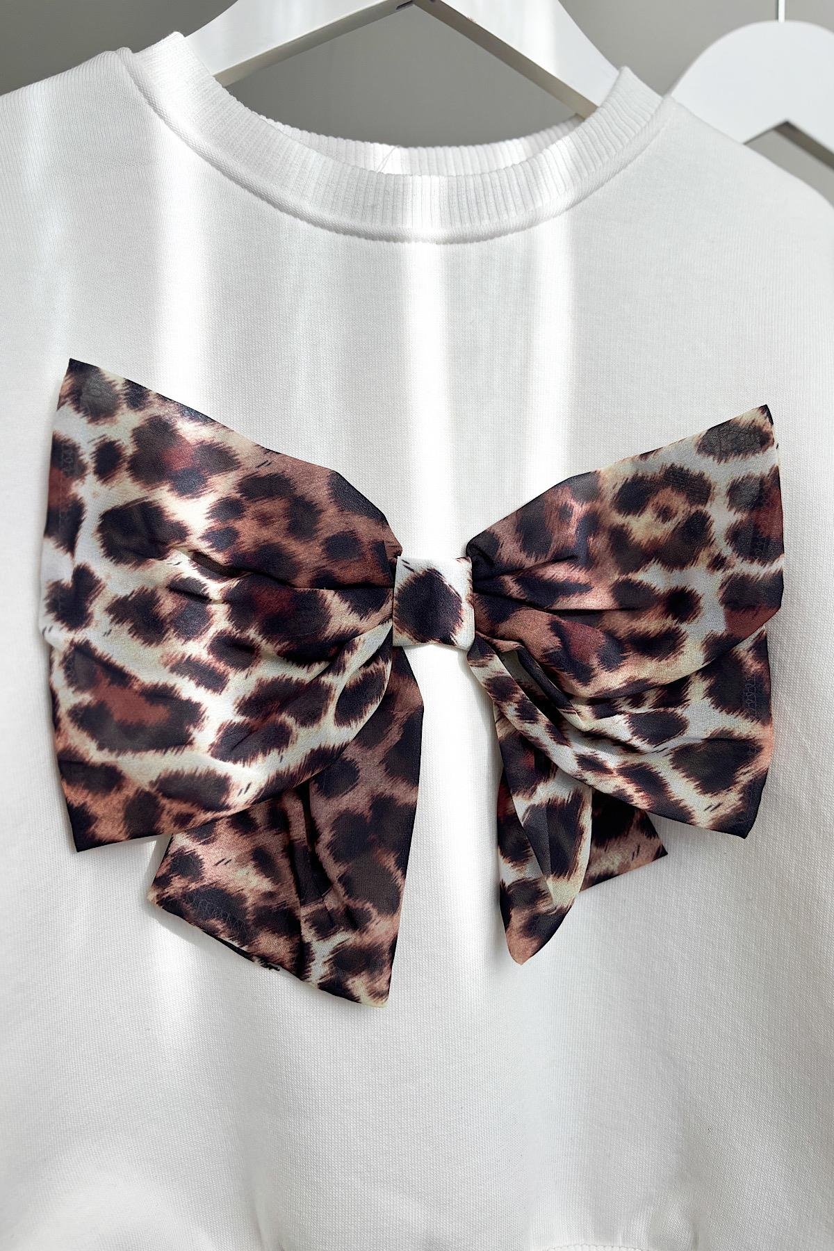 Kız Çocuk Leopar Kurdele Şardonlu Takım