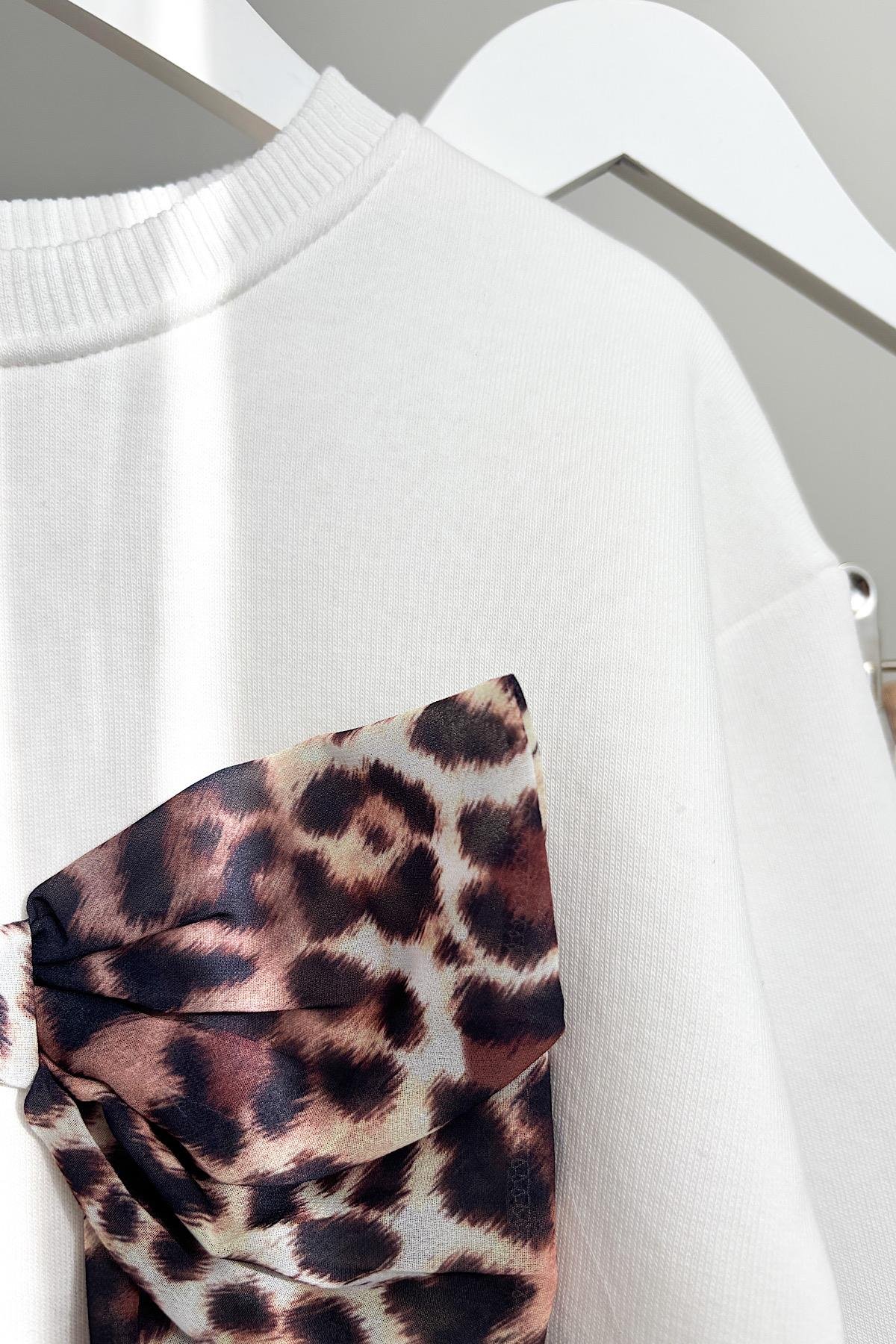 Kız Çocuk Leopar Kurdele Şardonlu Takım