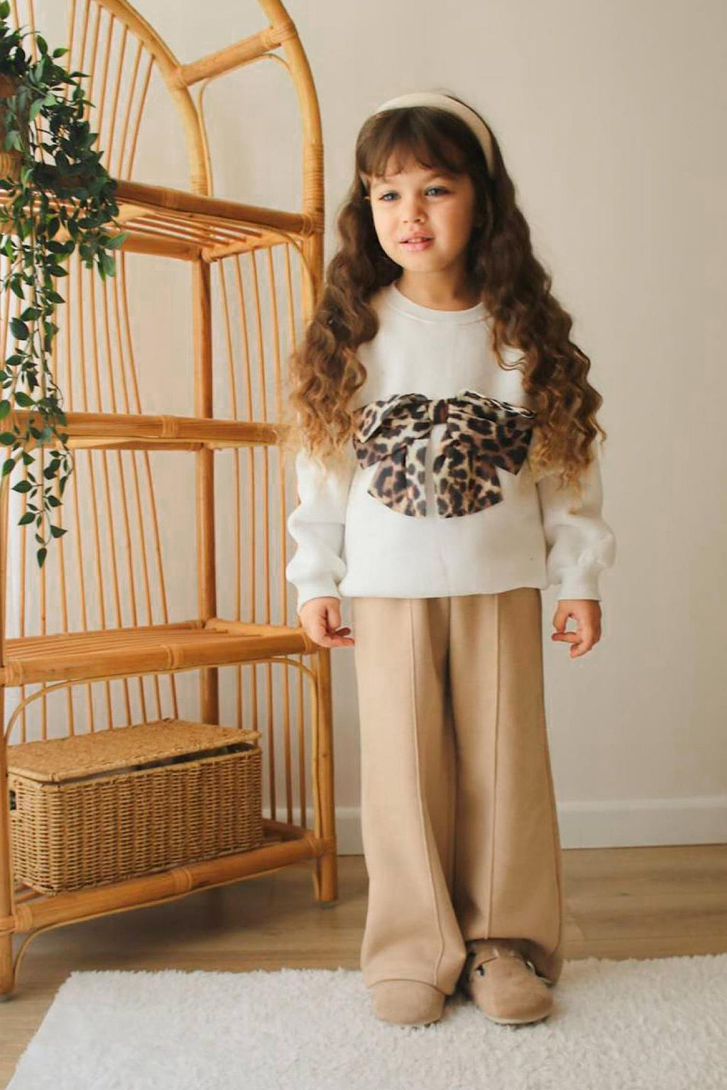 Kız Çocuk Leopar Kurdele Şardonlu Takım
