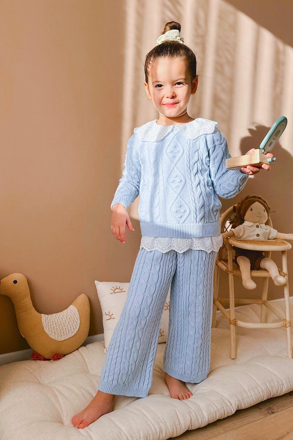 Kız Çocuk Fistolu Triko Takım