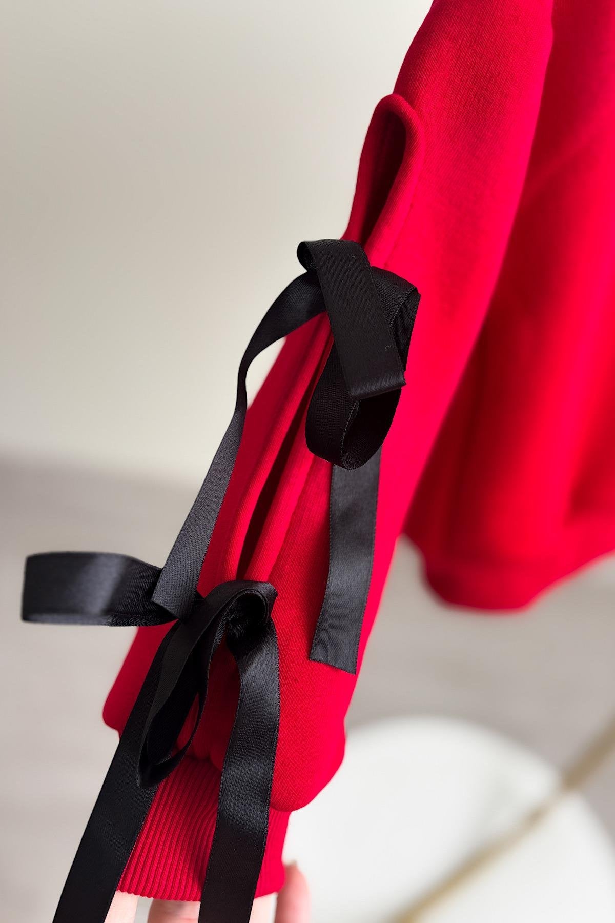 Kız Çocuk Kol Kurdele Detay Etek Takım