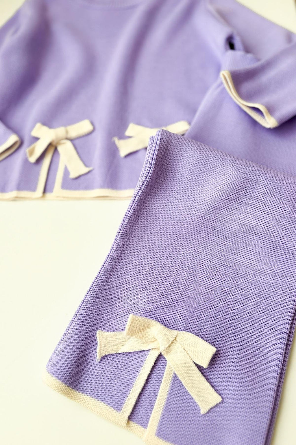 Kız Çocuk Kurdele Detay Triko Takım