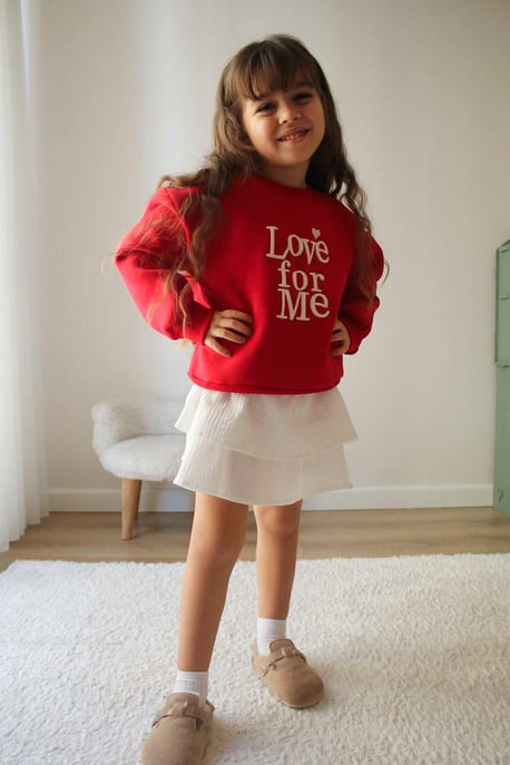 Kız Çocuk Love Şardonlu Etek Takım