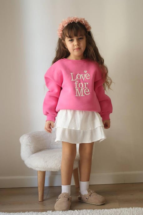 Kız Çocuk Love Şardonlu Etek Takım