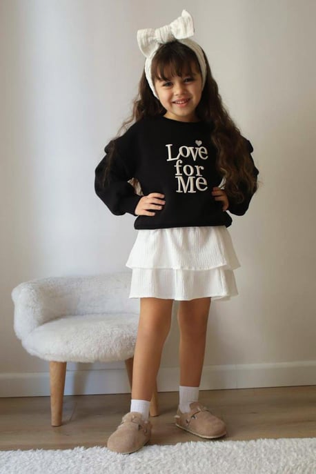 Kız Çocuk Love Şardonlu Etek Takım