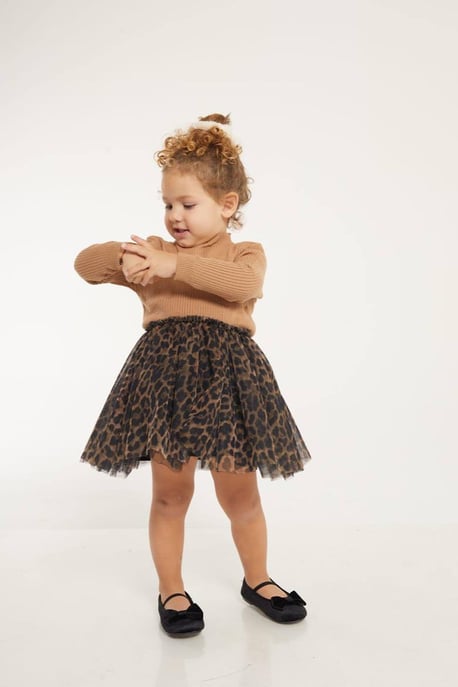 Kız Çocuk Leopar Tütü Etek Takım