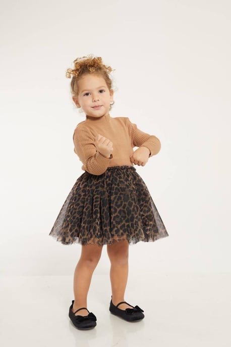 Kız Çocuk Leopar Tütü Etek Takım