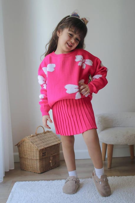 Kız Çocuk Triko Etekli Takım