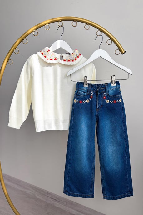 Kız Çocuk Nakışlı Pantolon Takım