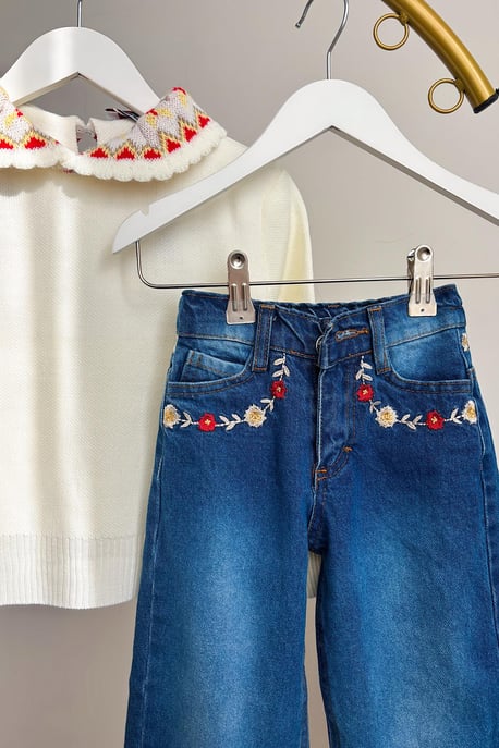 Kız Çocuk Nakışlı Pantolon Takım