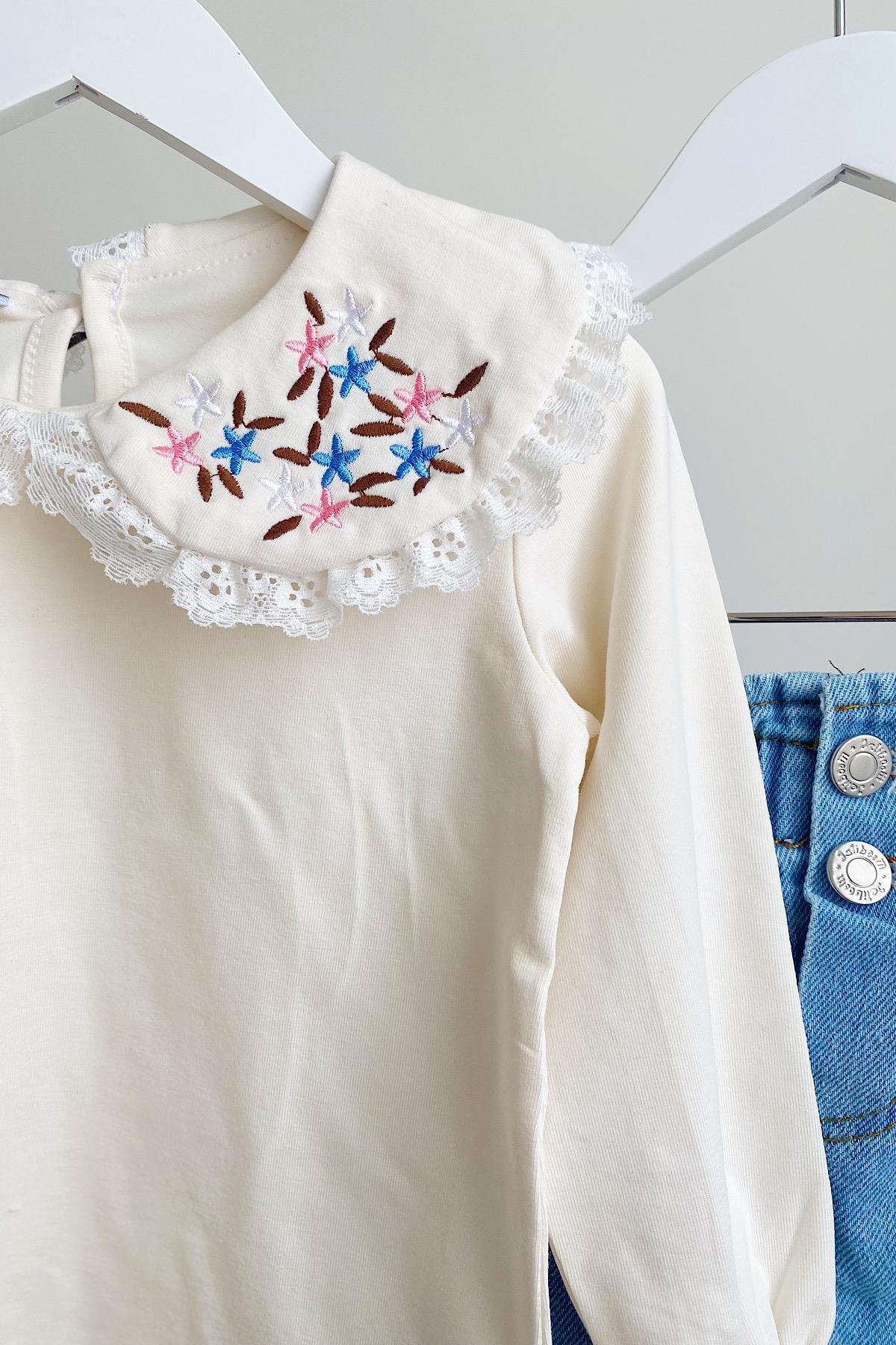 Kız Çocuk Body Kot Etek Takım