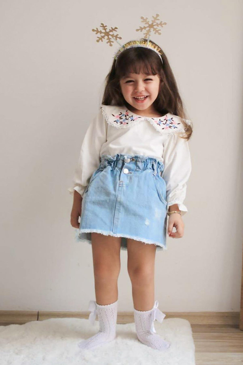 Kız Çocuk Body Kot Etek Takım