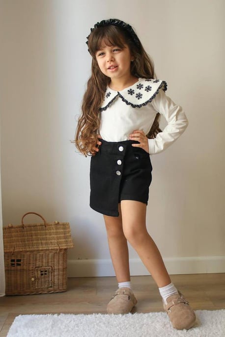 Kız Çocuk Body Kot Şort Etek Takım