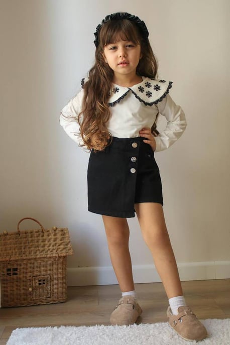 Kız Çocuk Body Kot Şort Etek Takım