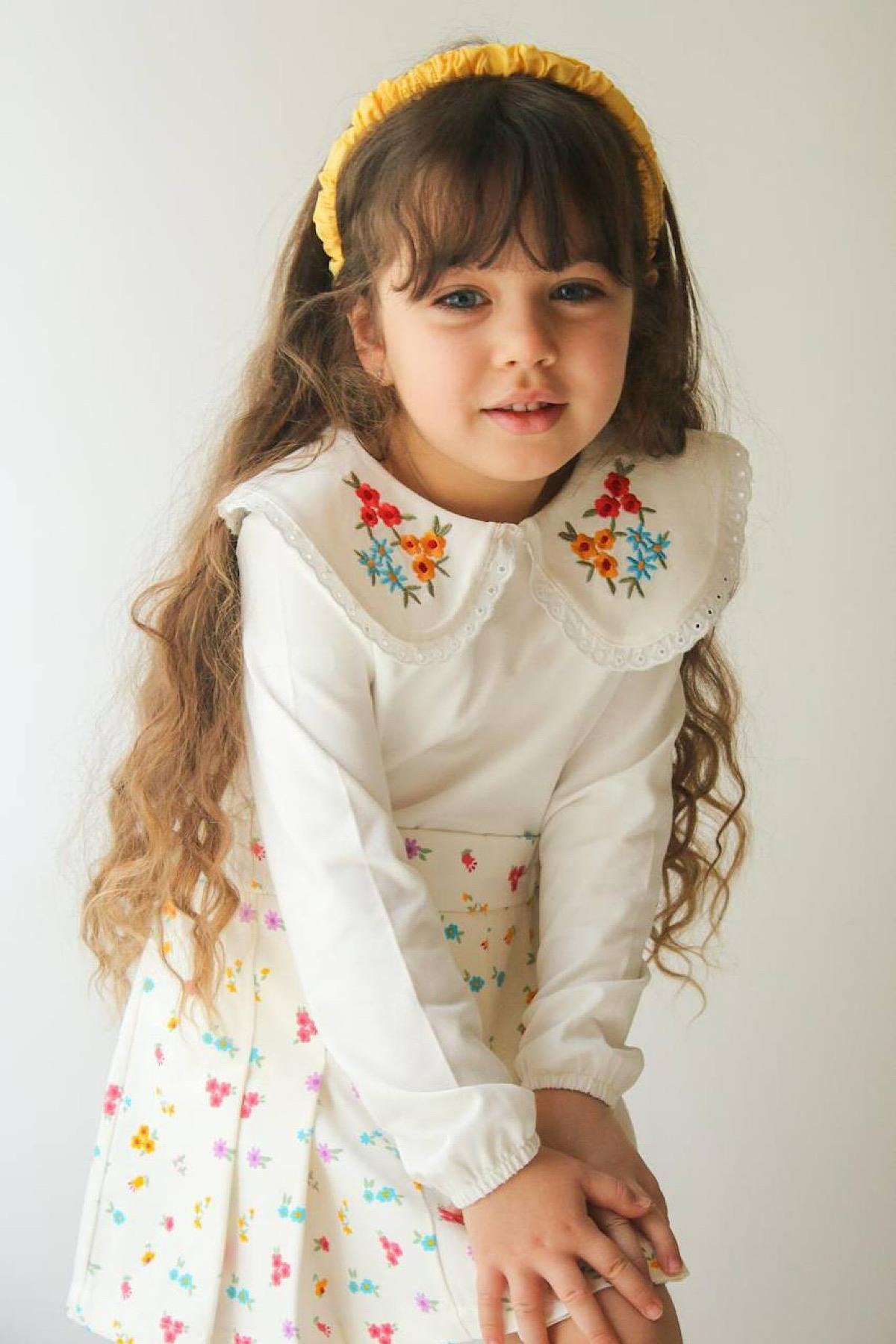 Kız Çocuk Çiçekli Etek Takım