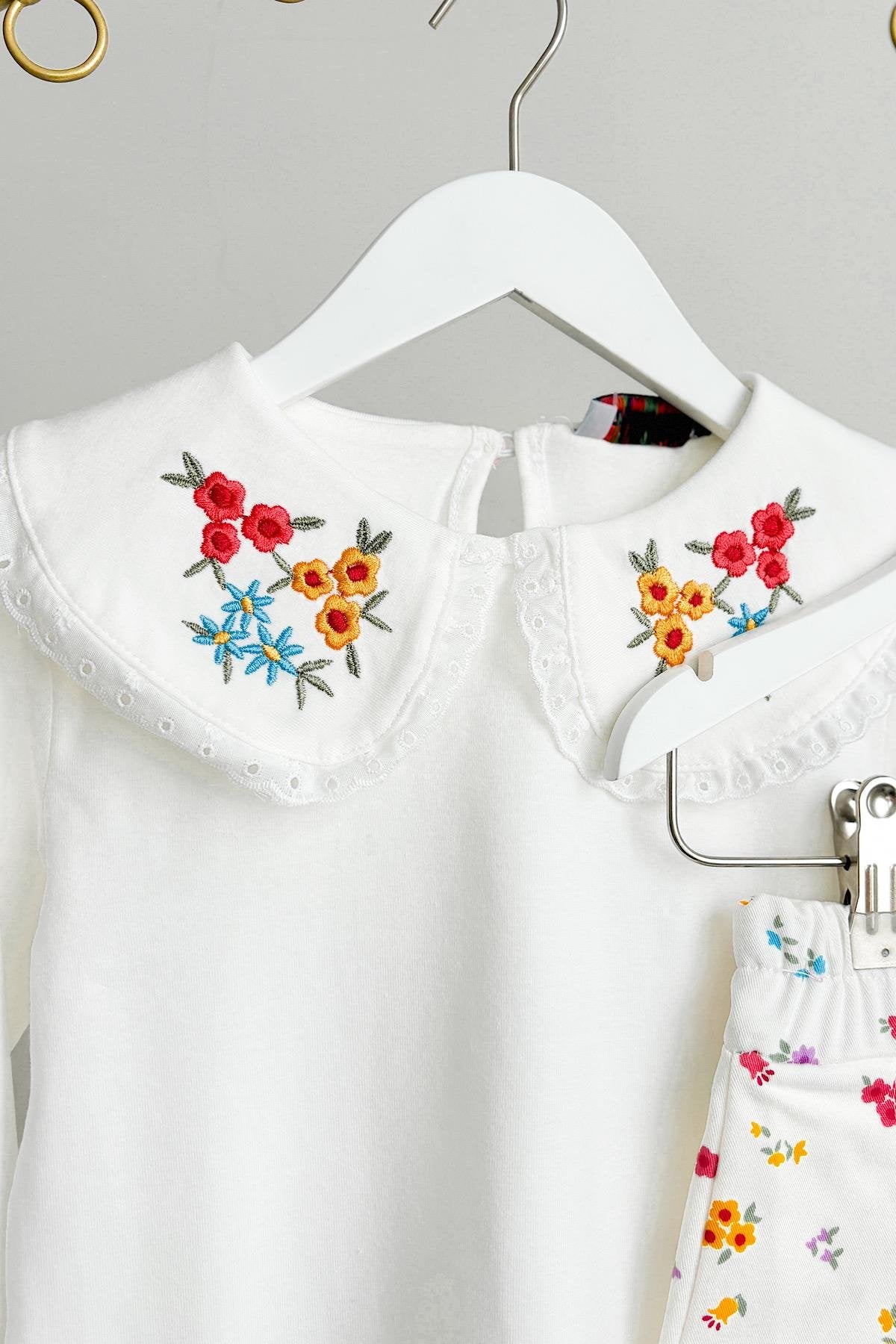 Kız Çocuk Çiçekli Etek Takım