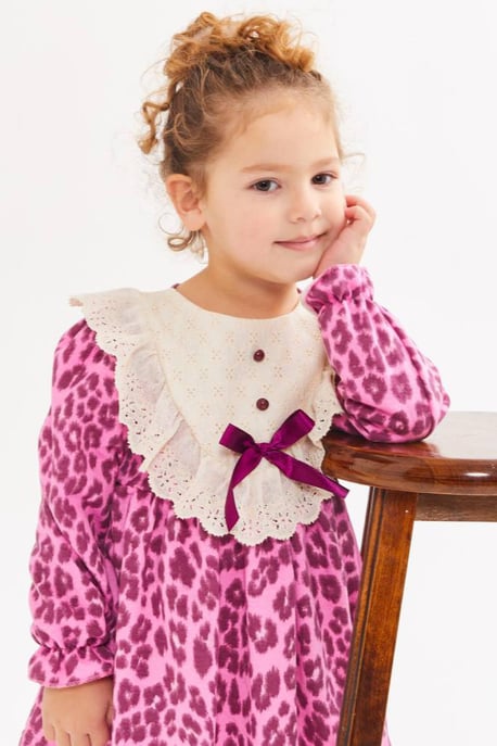 Kız Çocuk Leopar Desenli Elbise
