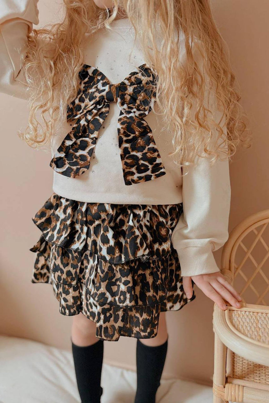 Kız Çocuk Leopar Etekli Takım