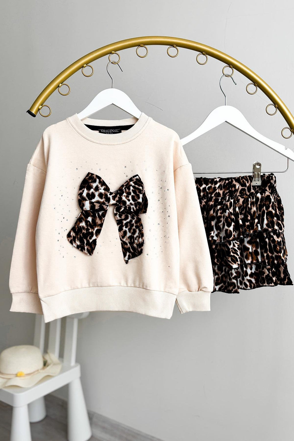 Kız Çocuk Leopar Etekli Takım
