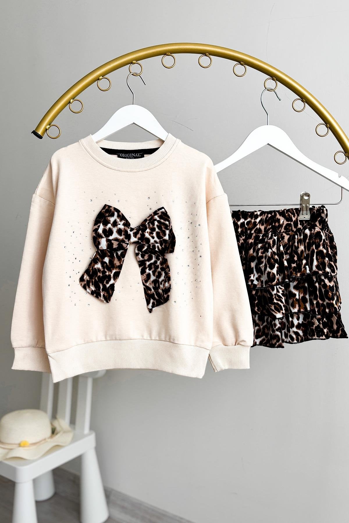 Kız Çocuk Leopar Etekli Takım