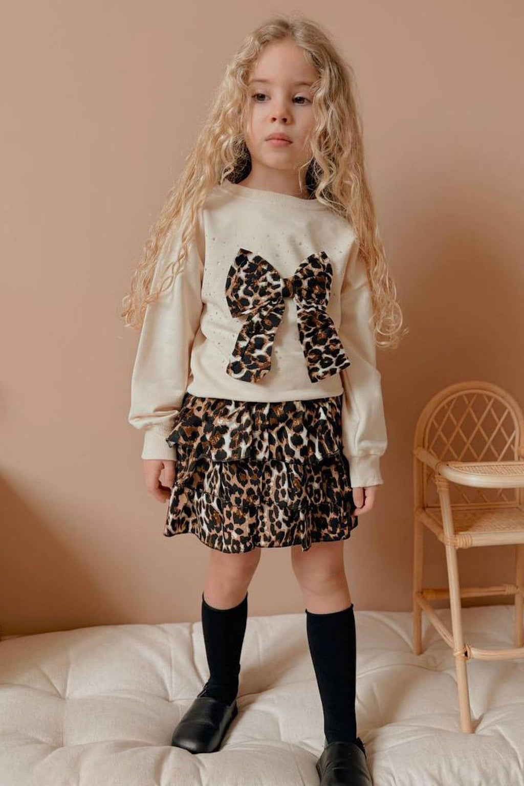 Kız Çocuk Leopar Etekli Takım