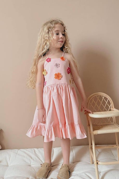 Kız Çocuk Papatya Detay Elbise