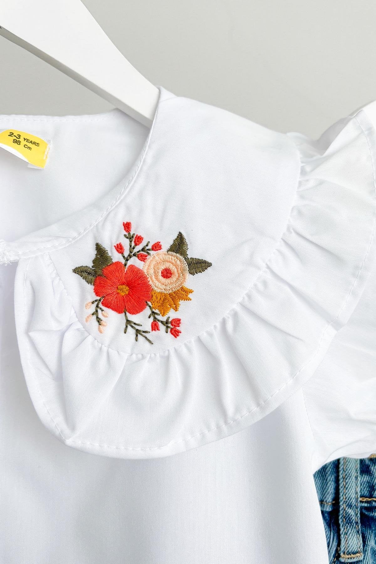 Kız Çocuk Gömlek Kot Etek Takım