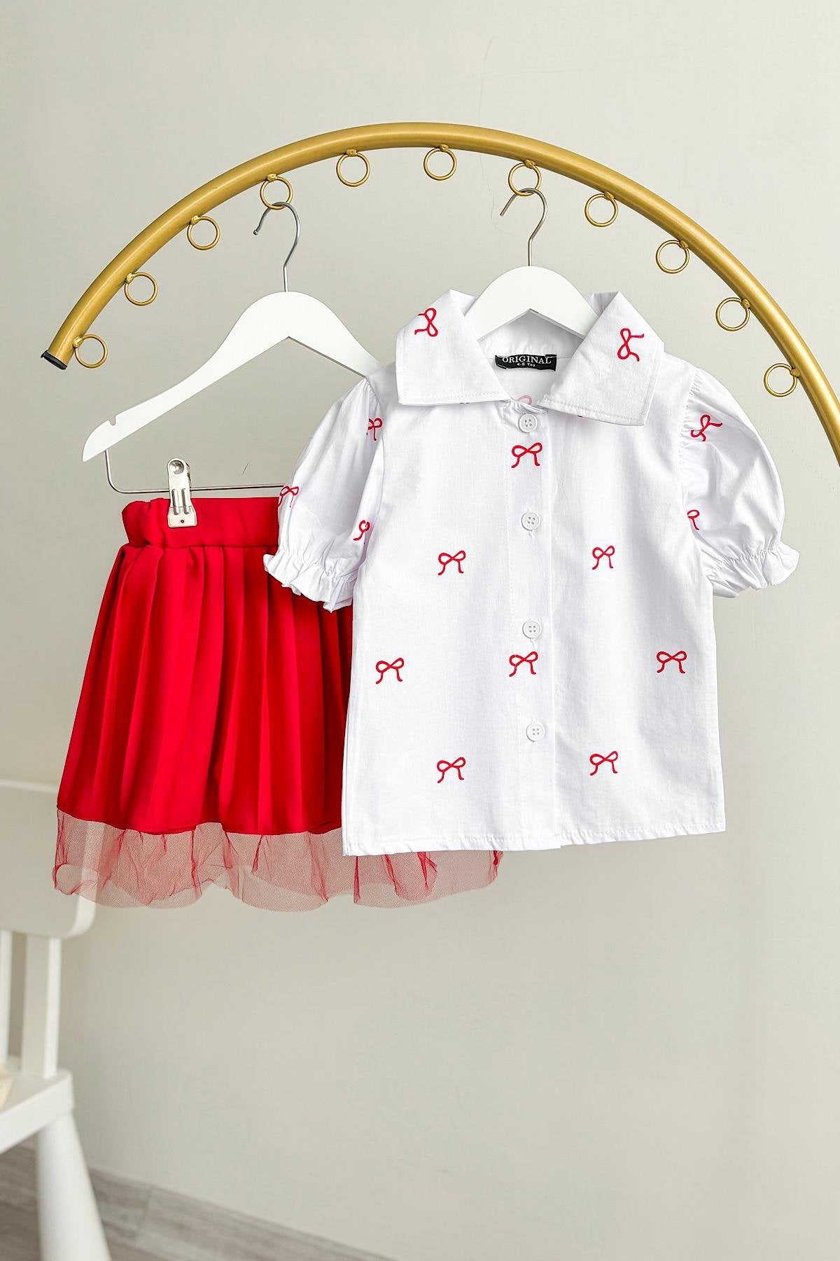 Kız Çocuk Fiyonklu Tütü Etek Takım