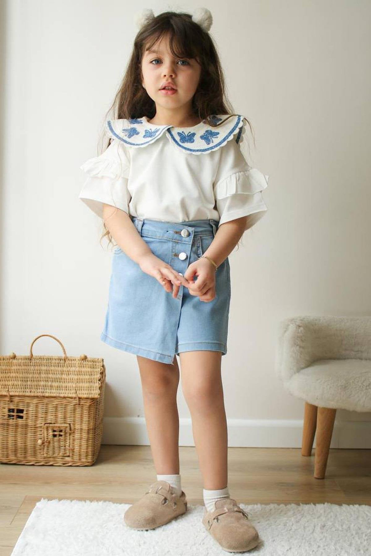 Kız Çocuk Kot Etekli Takım