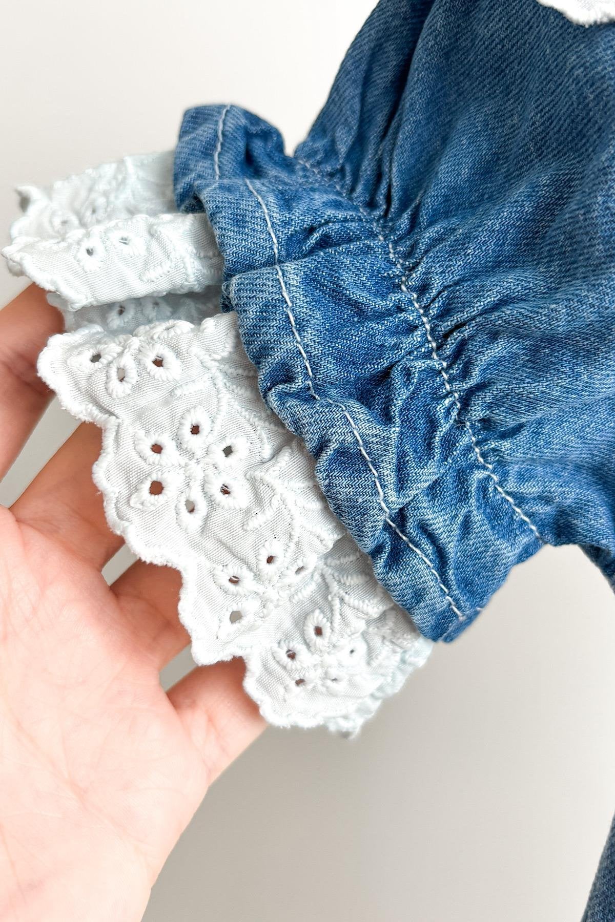 Kız Çocuk Yaka Detay Kot Elbise