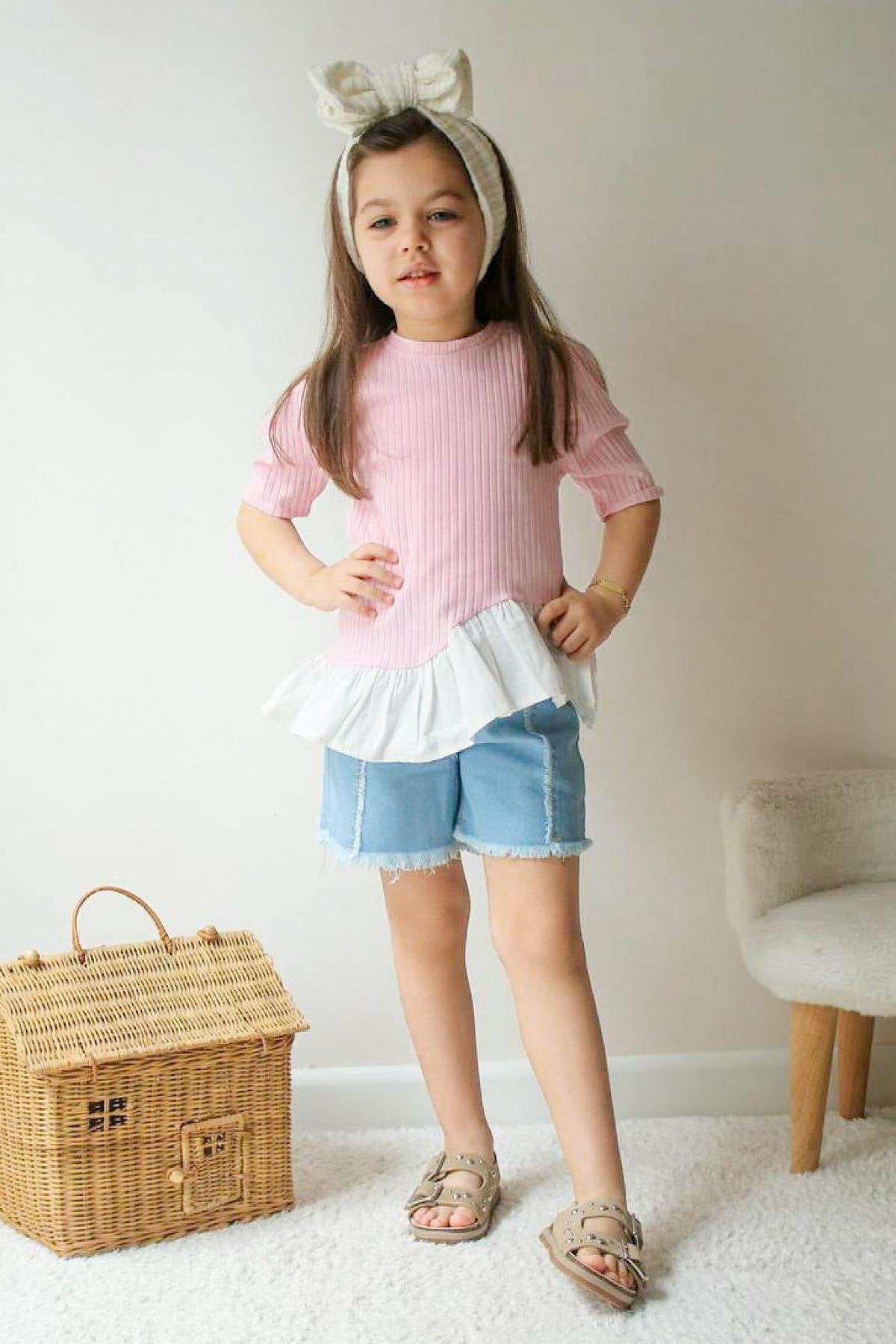 Kız Çocuk Bluz Şort Takım