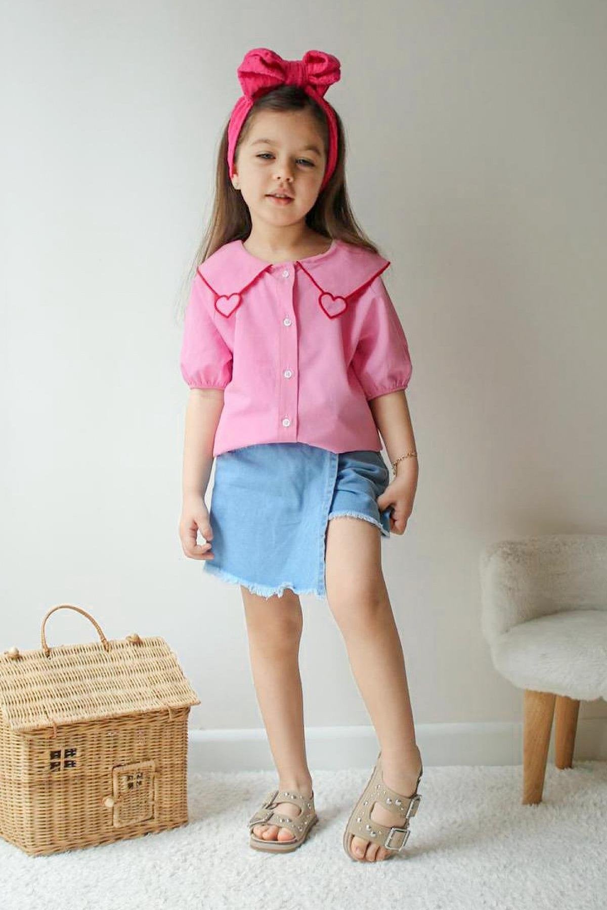 Kız Çocuk Gömlek Etekli Takım