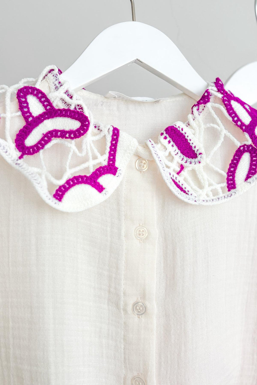 Kız Çocuk Örme Yaka Müslin Takım