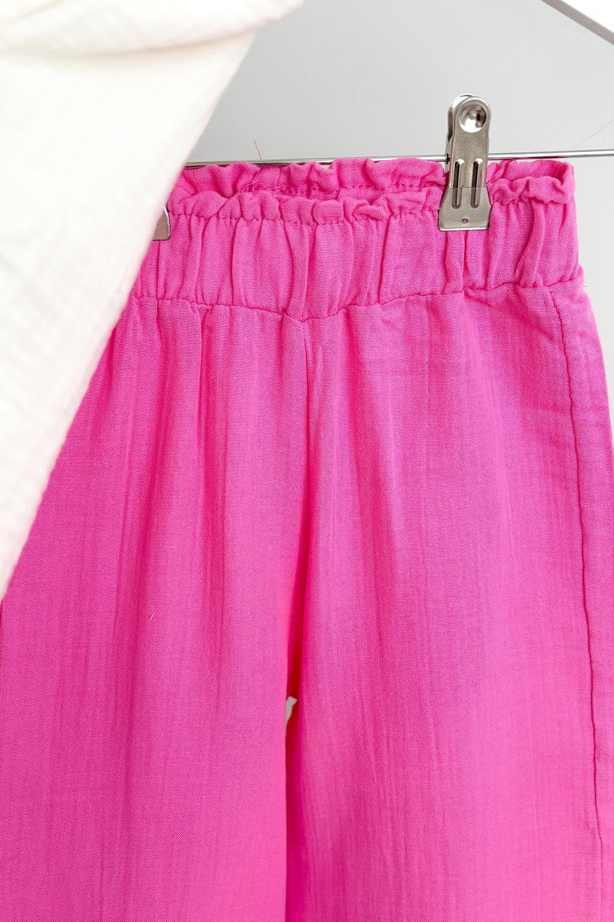 Kız Çocuk Örme Yaka Müslin Takım