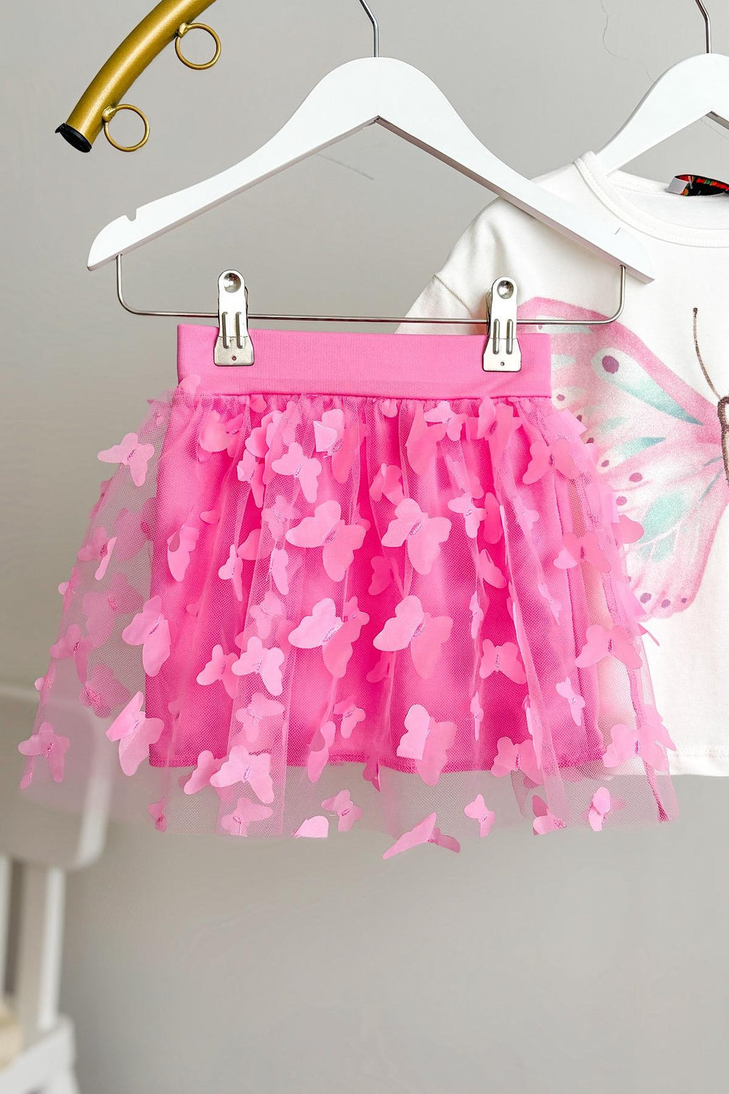 Kız Çocuk Kelebek Detay Etekli Takım