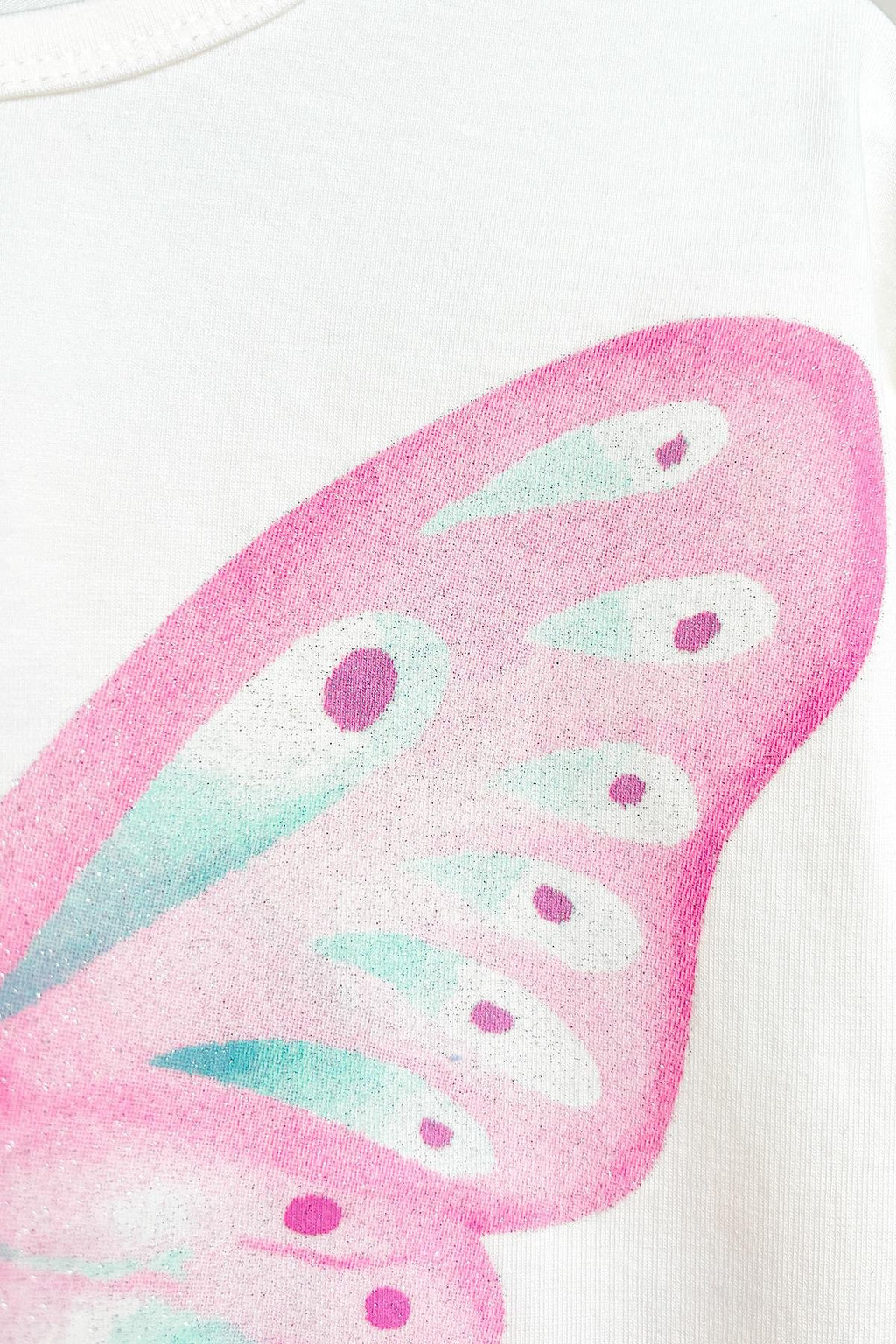 Kız Çocuk Kelebek Detay Etekli Takım