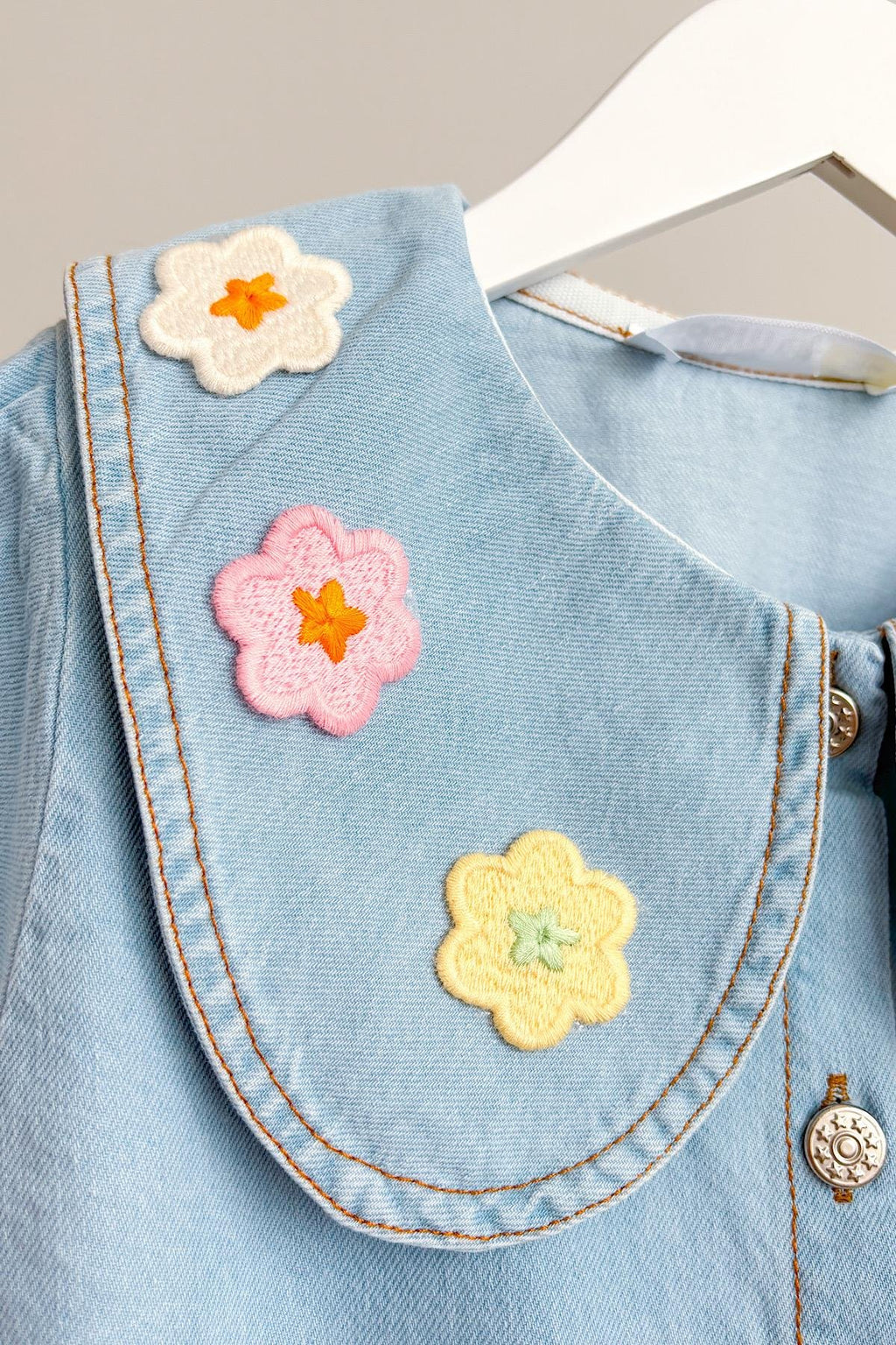 Kız Çocuk Çiçek Aplike Kot Takım